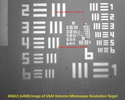 resolution test target at 400x magnification